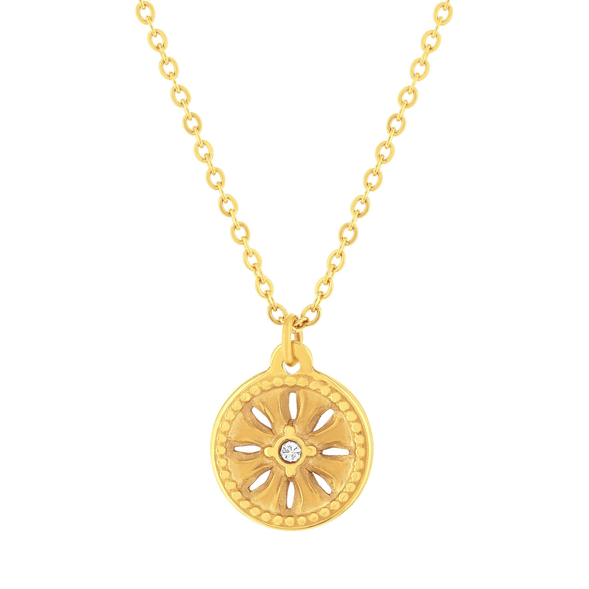 Collier acier doré strass 46 cm