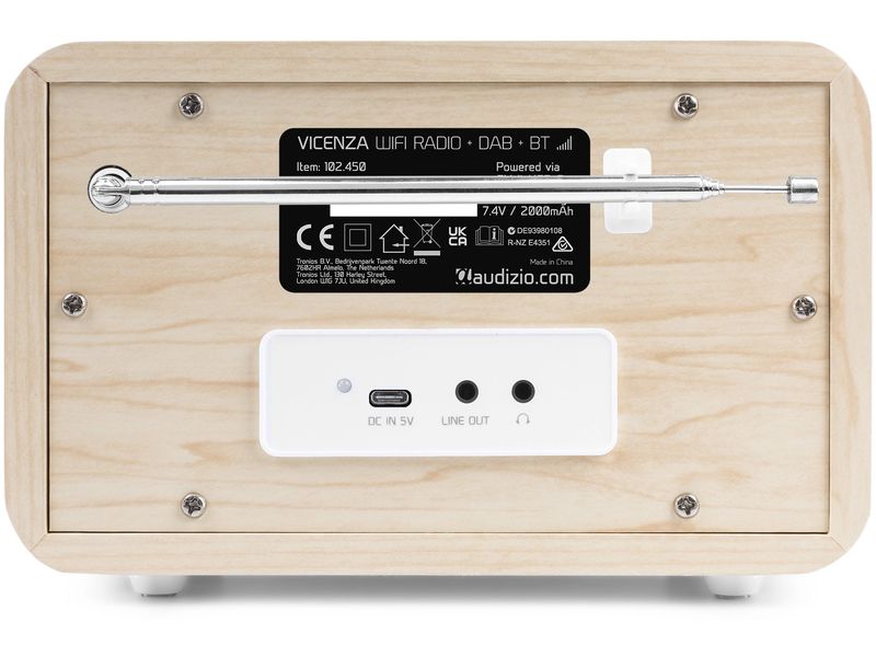 Audizio DAB  Radio Vicenza Weiss DAB  Radio mit Akku, Internet Radio und Bluetooth