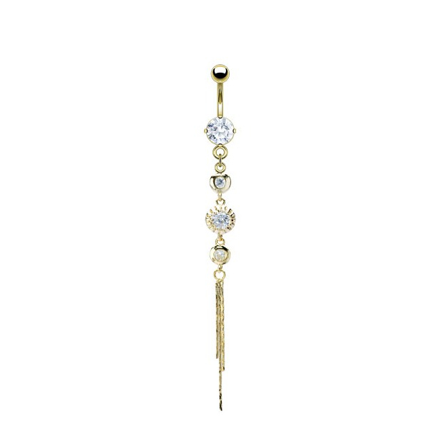 (10mm) 316L Chirurgenstahl Bauchnabelpiercing mit Gewindeverschluss Bolo Tie Anhänger - Gold
