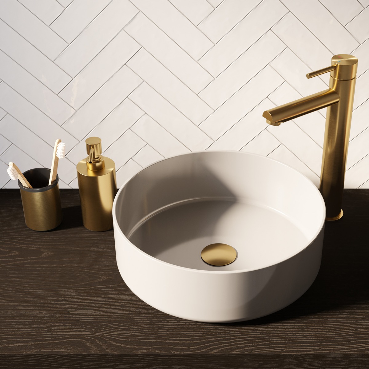 Brauer Gold Edition zeepdispenser en beker geborsteld goud
