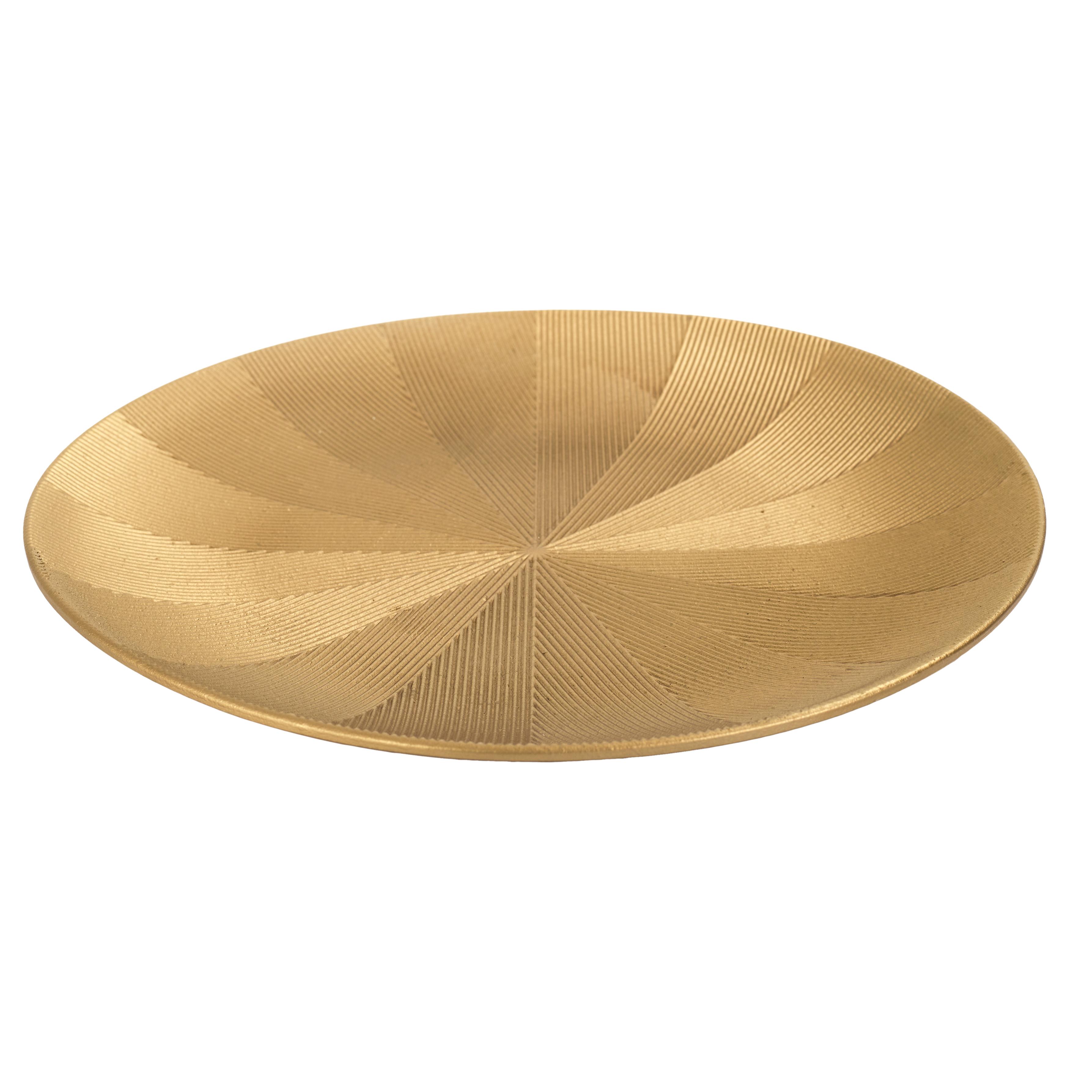 PLATEAU DECORATIF STRIE DORE D.40CM
