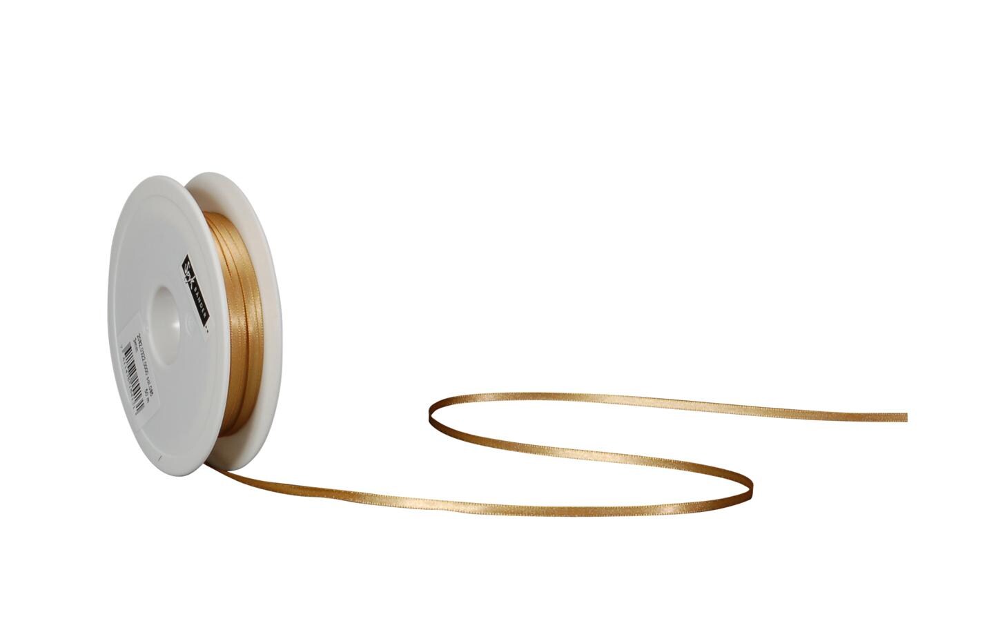 Satinband 3 mm x 50 m, GoldBand für Geschenke
