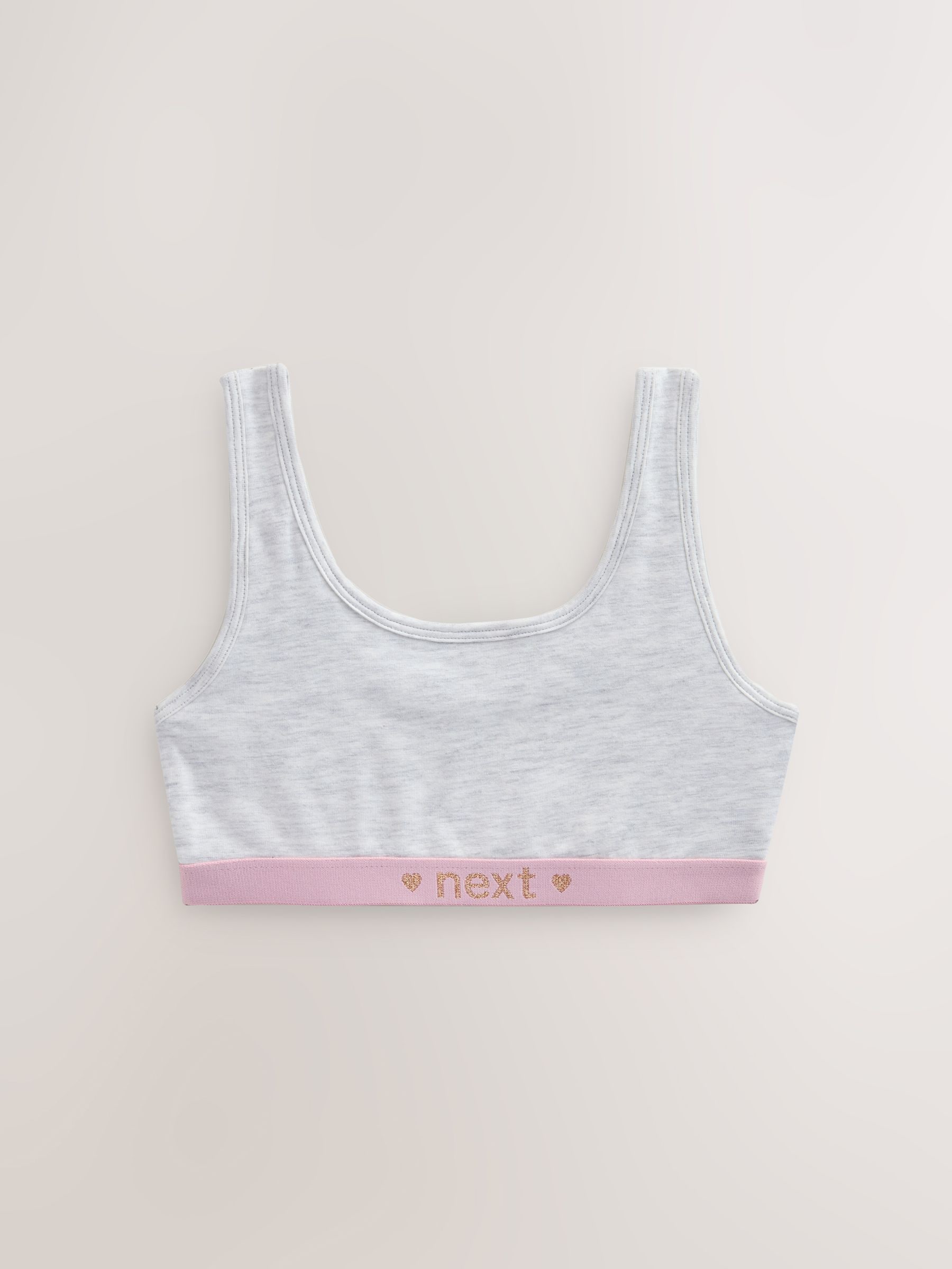 Roze/grijs - Set van 3 crop tops met diepe ronde hals (5 - 16 jr)