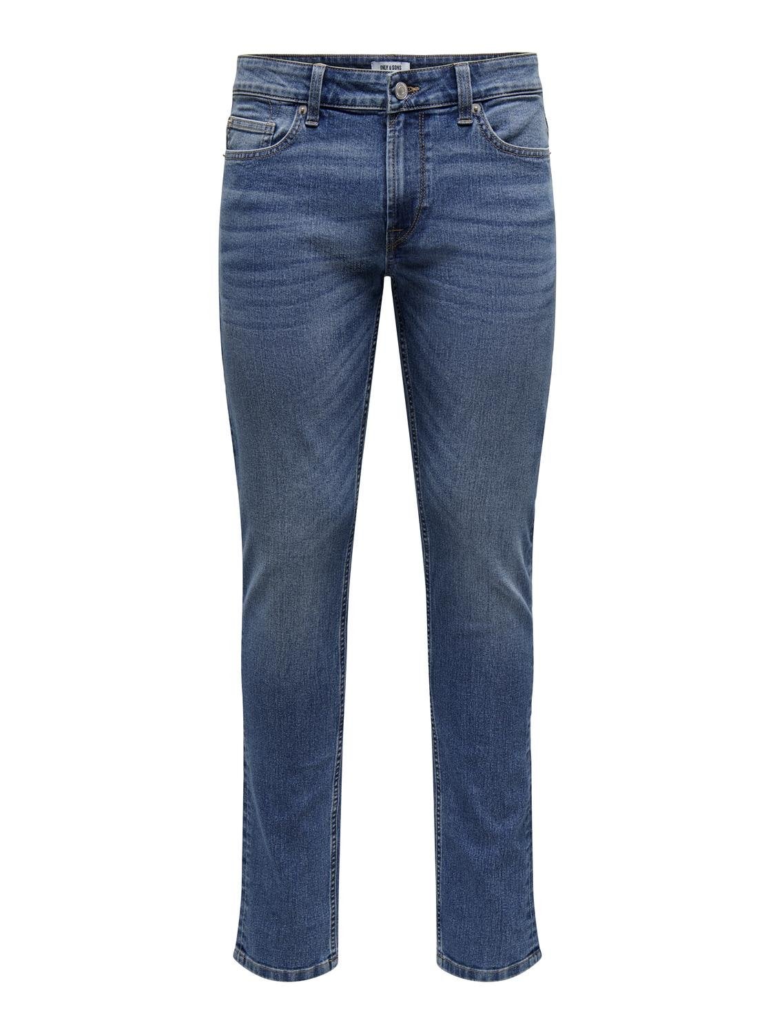 ONSLOOM Mid Rise Slim Fit Jeans Light Medium Blue Denim