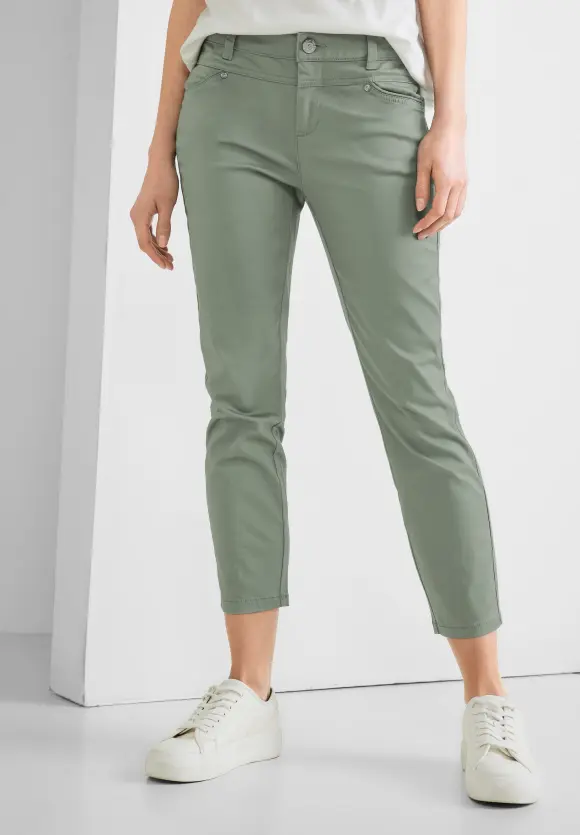Casual Fit Seidenoptik Hose - light soft olive