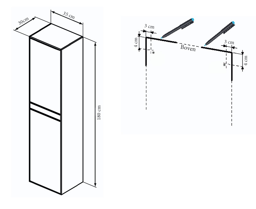 Sanicare Avenza kolomkast 35x30x180cm diveria oak
