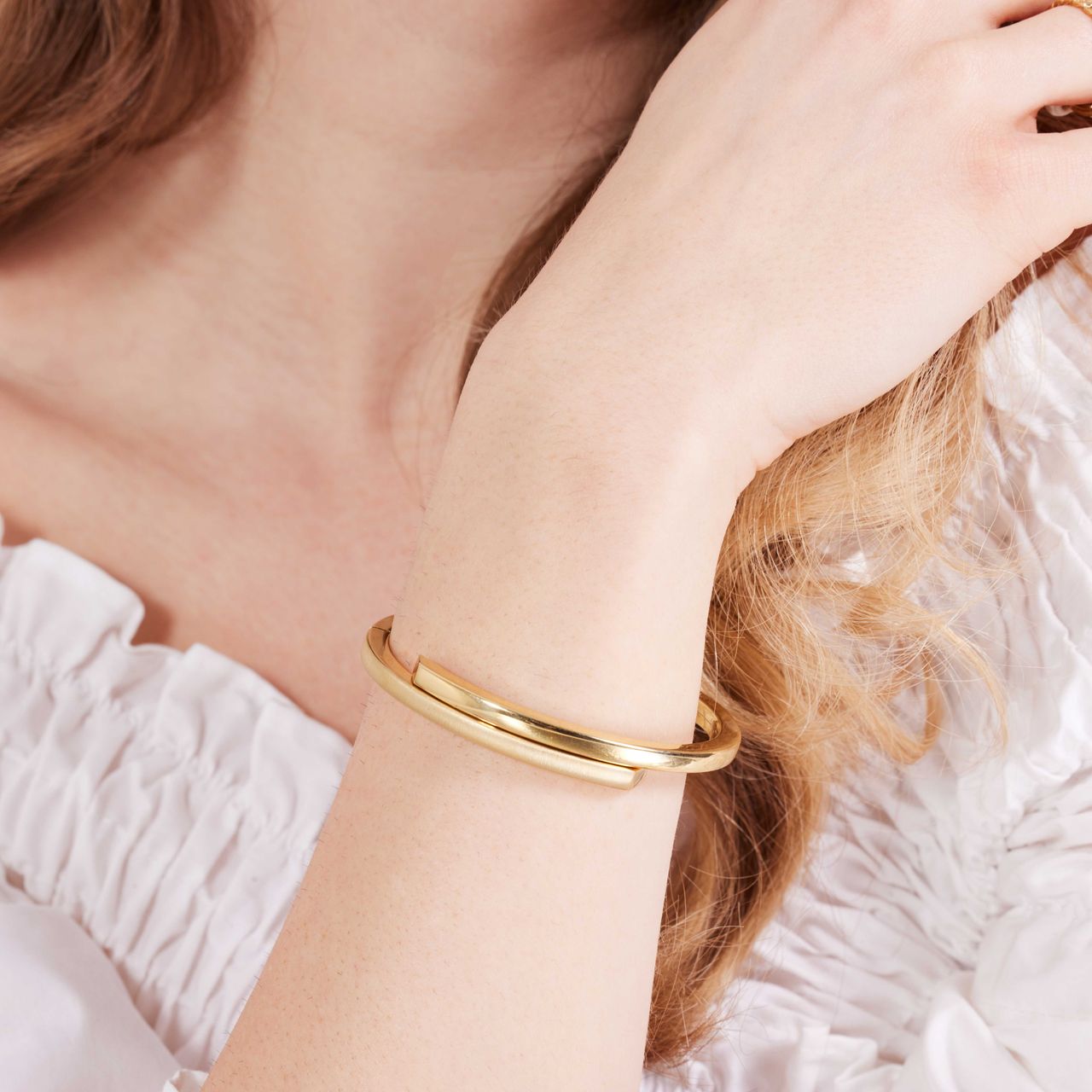 Zilveren golplated armband bangle mat/glans