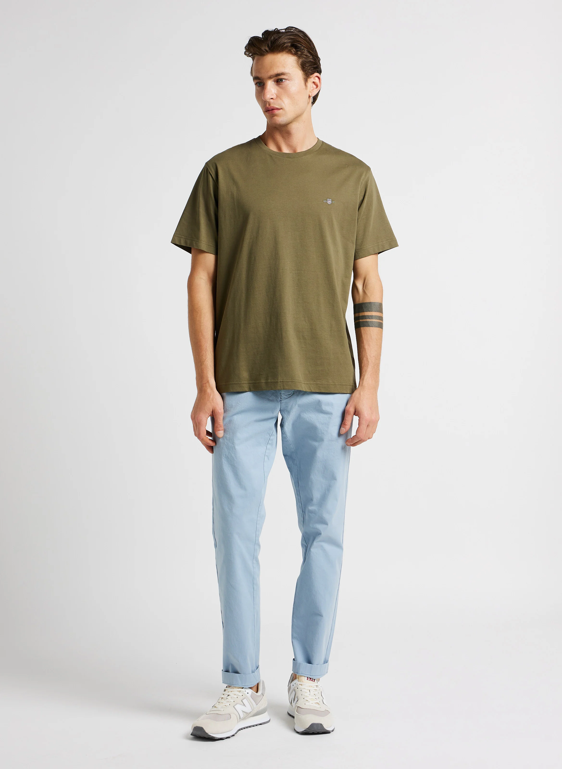 Tee-shirt col rond droit en coton | Vert