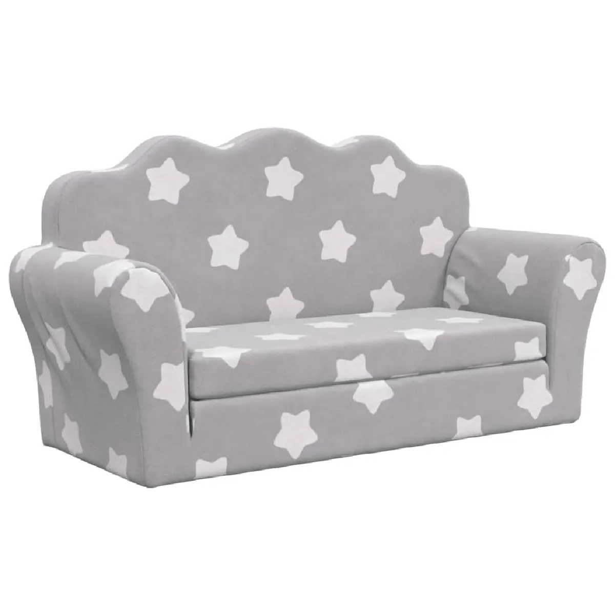 vidaXL Canapé-lit enfant 2 places gris clair étoiles