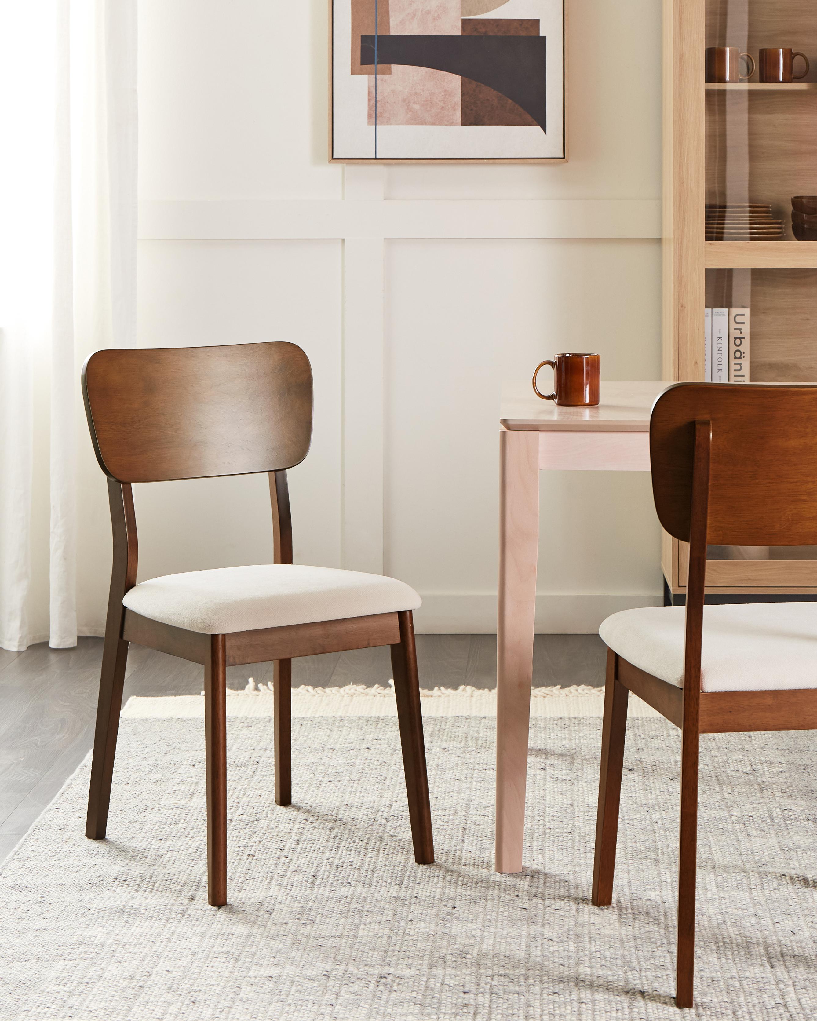 Set van 2 eetkamerstoelen MINIER Hout Donkerbruin/beige