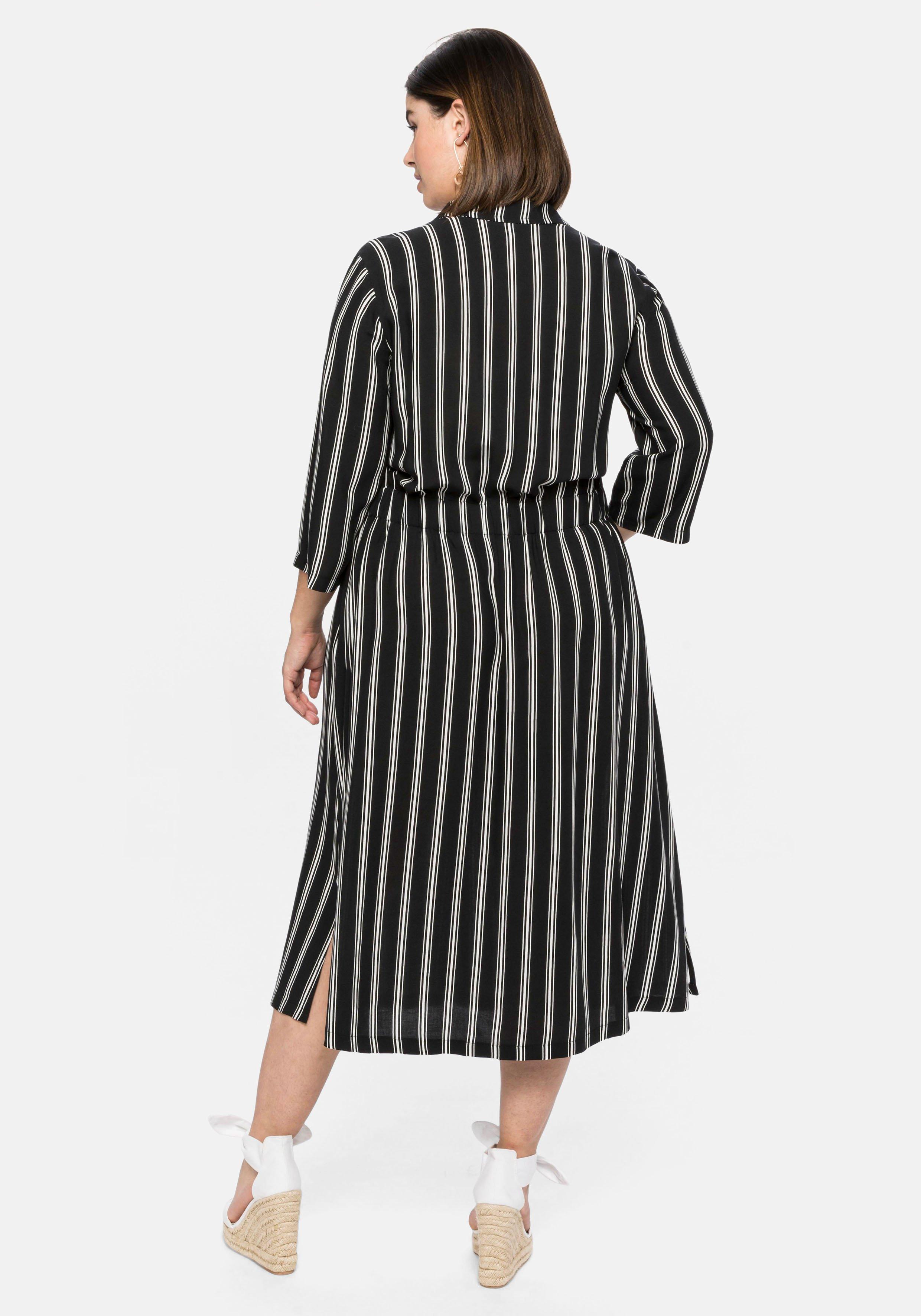Hemdblusenkleid mit 3/4-Ärmeln und Streifenprint