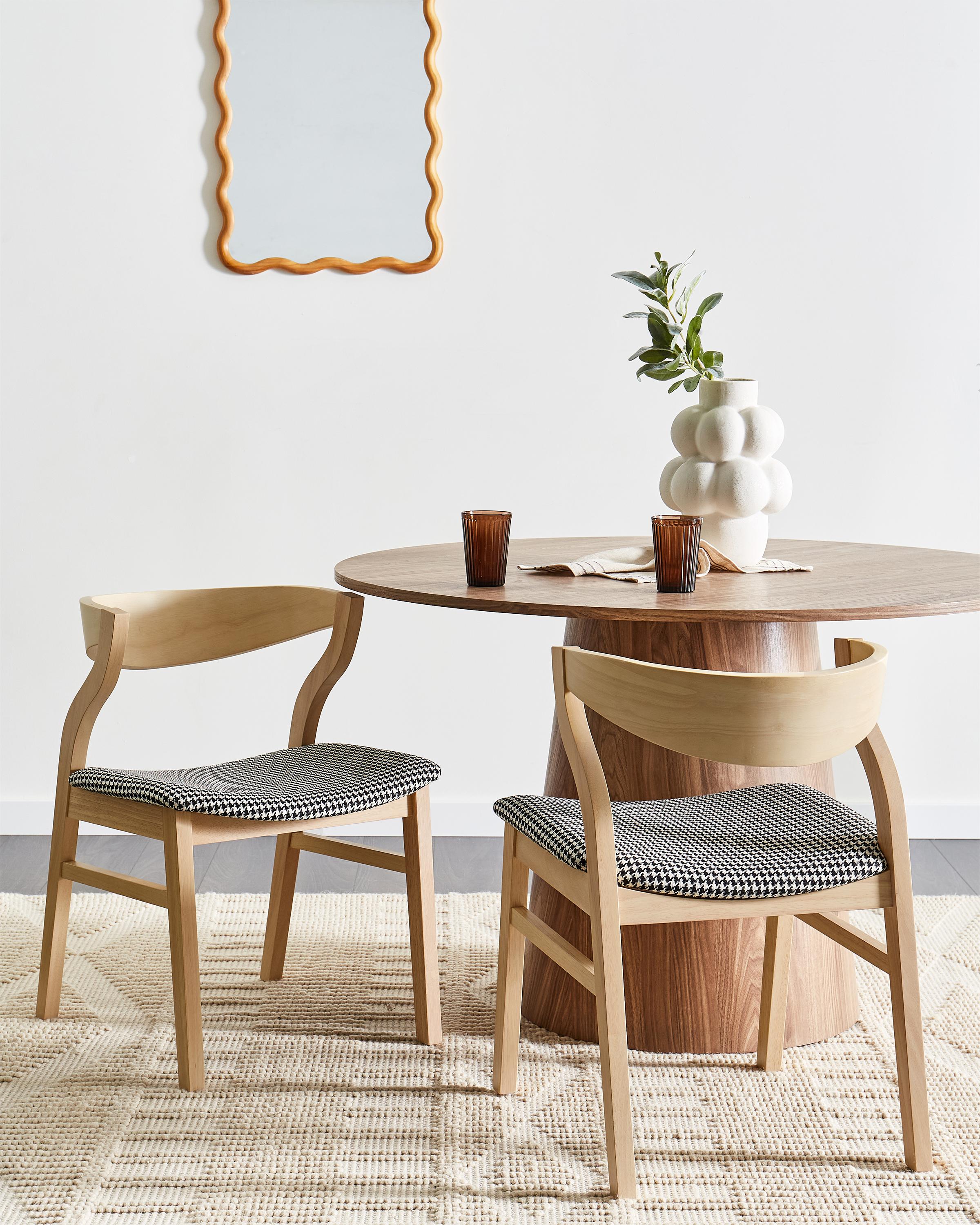 Set van 2 eetkamerstoelen MAROA Hout Zwart/wit