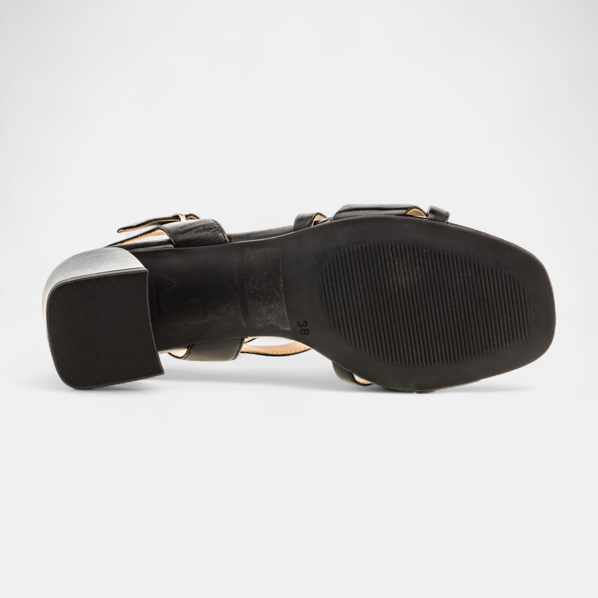 Nu-pieds à talon Femme en cuir noir