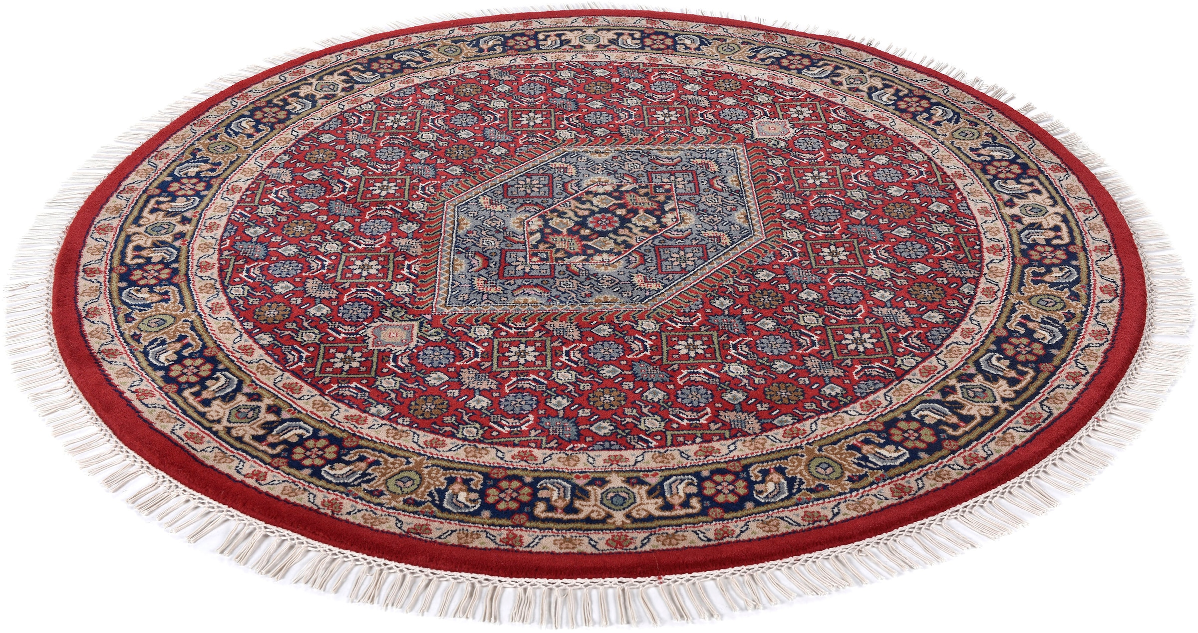 THEKO Orientteppich »Benares Bidjar« rund 12 mm Höhe reine Wolle, handgeknüpft, mit Fransen