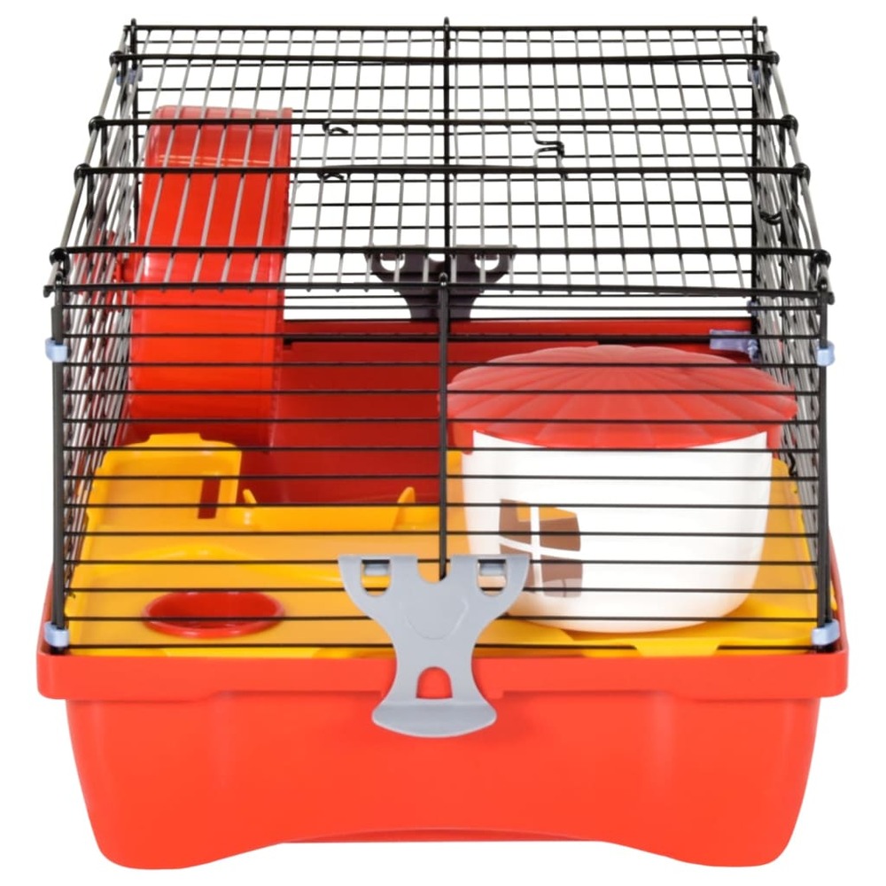 Cage pour hamsters rouge 58x32x36 cm polypropylène et métal