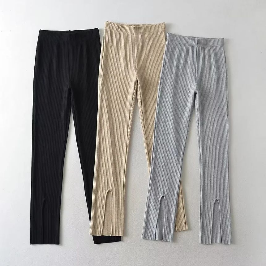 Flotto - Geribbelde legging met hoge taille en split