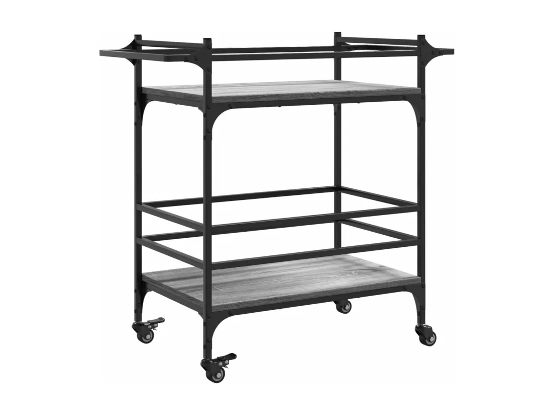 Chariot de cuisine sonoma gris 82x40x78,5 cm bois d'ingénierie