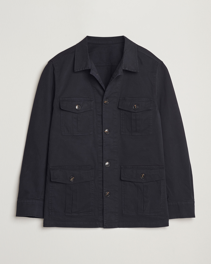 Oscar Jacobson Safari Shirt Jacket Navy