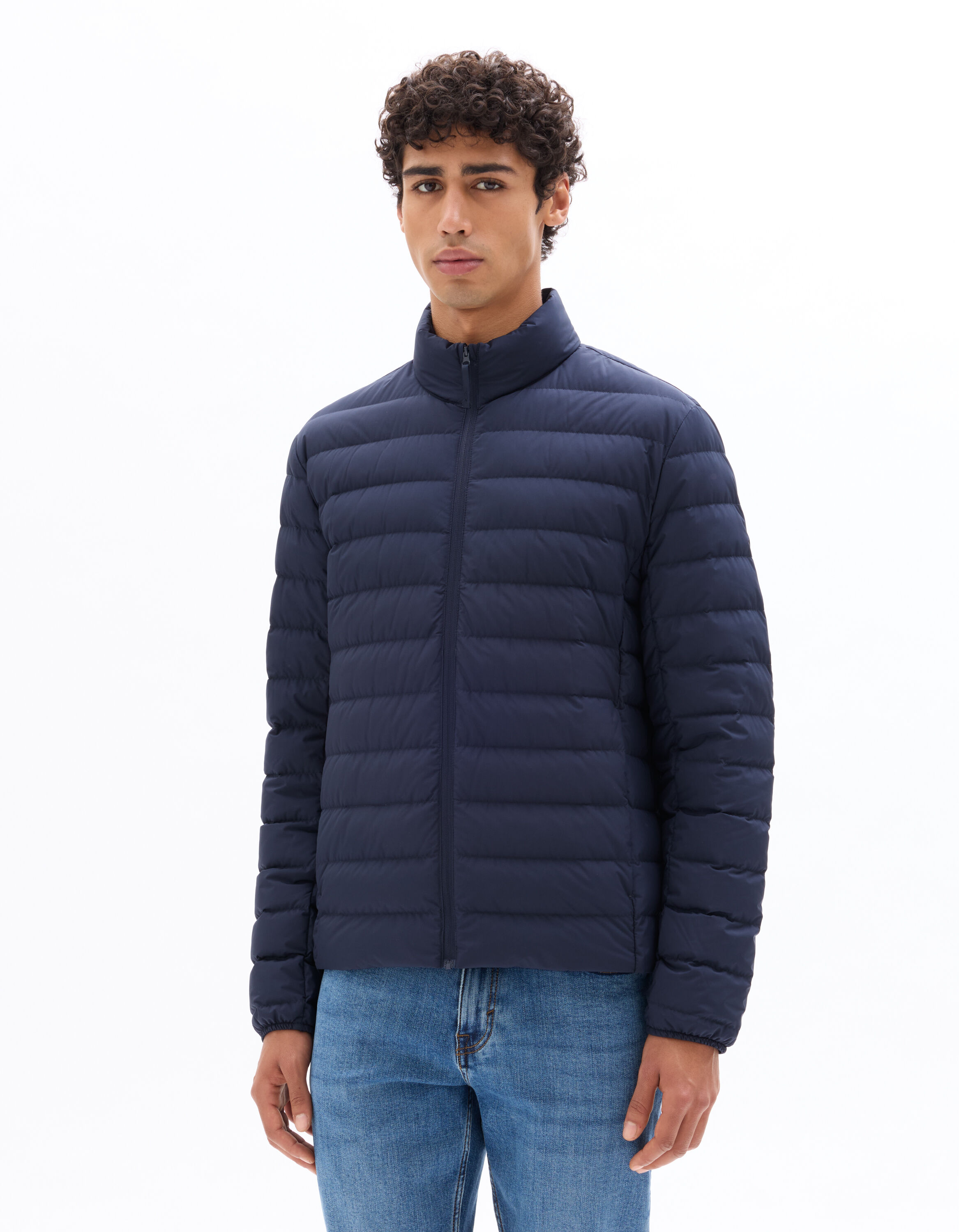 Doudoune Downwarm light manches longues col montant 90% duvet 10% plume - marine