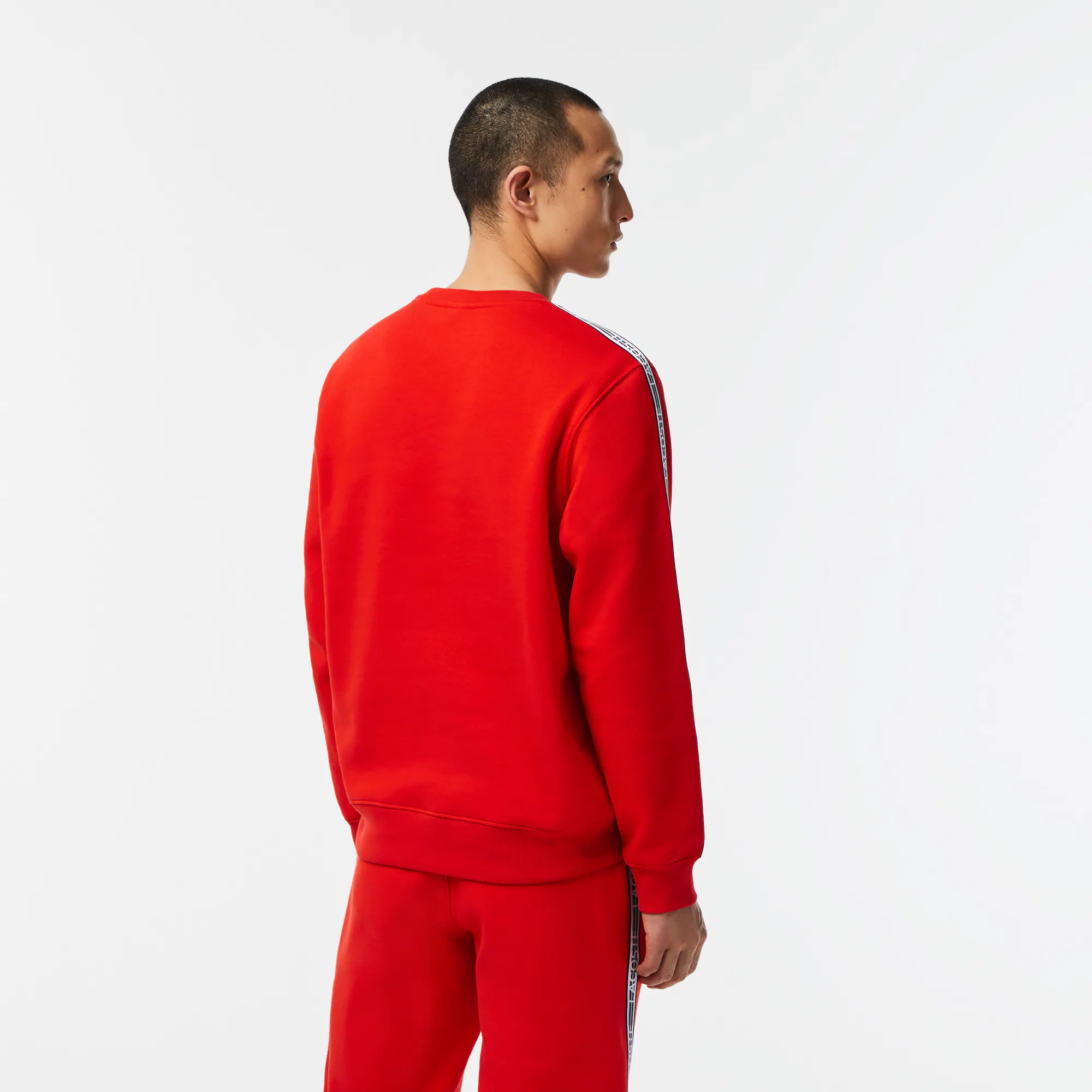 Herren Jogger-Sweatshirt aus Flanell mit Logostreifen Sweatshirts - Rot - Lacoste - Herren