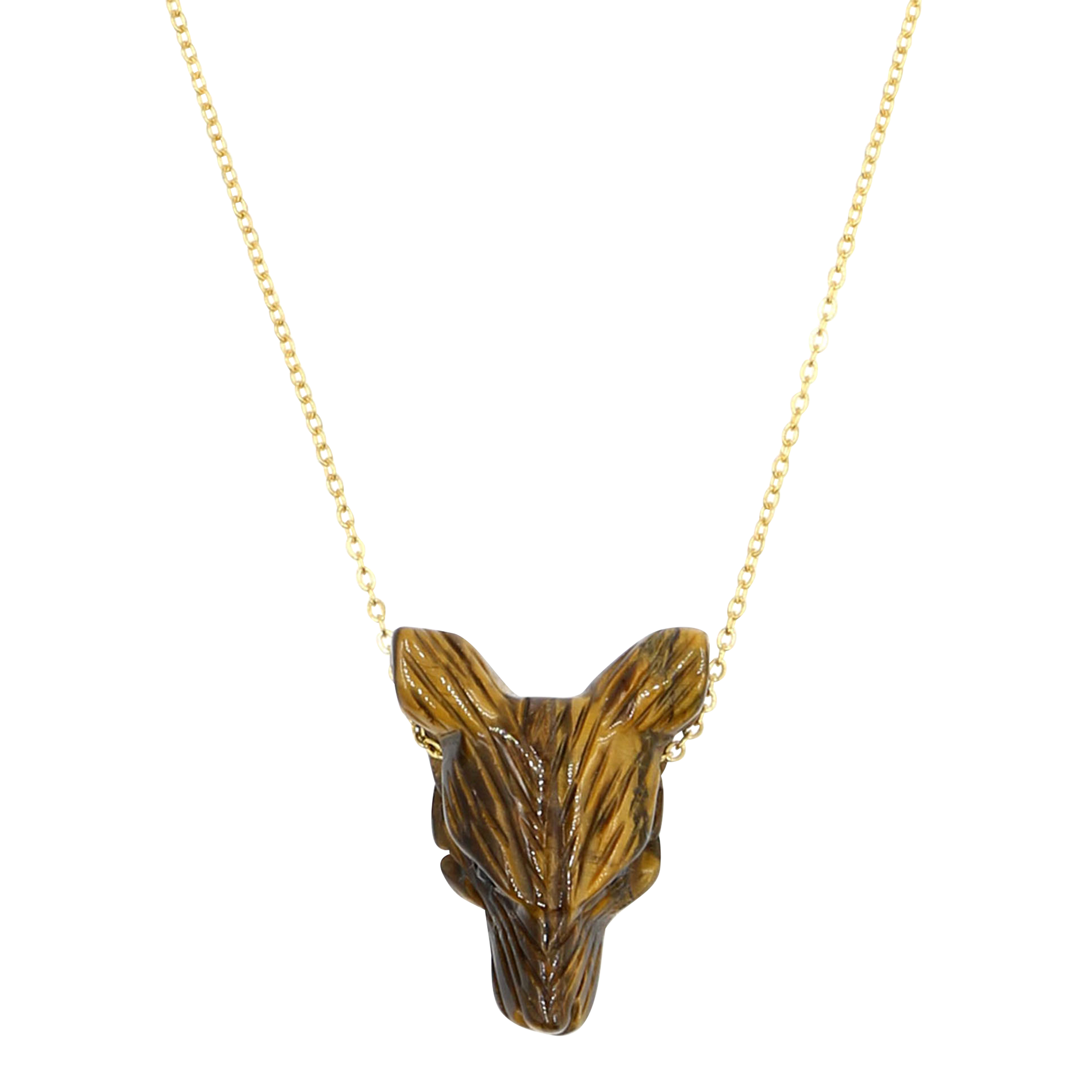 Collier loup en pierres naturelles| Marron