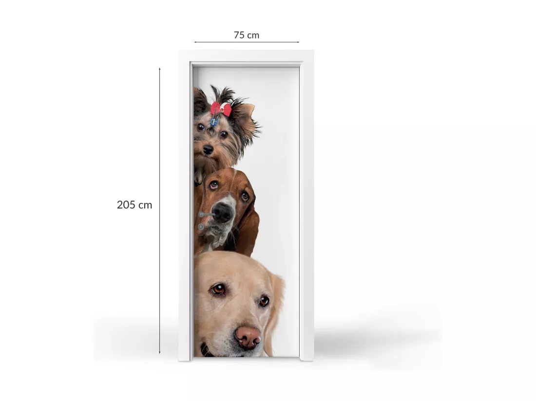 Stickers de porte autocollants - Trois chiens ensemble 75x205 cm