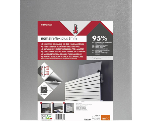 Radiatorreflectiepaneel Noma Reflex isolatiepaneel voor binnenmuurisolatie, zelfklevend, 50 x 50 cm. Inhoud: 6 stuks.