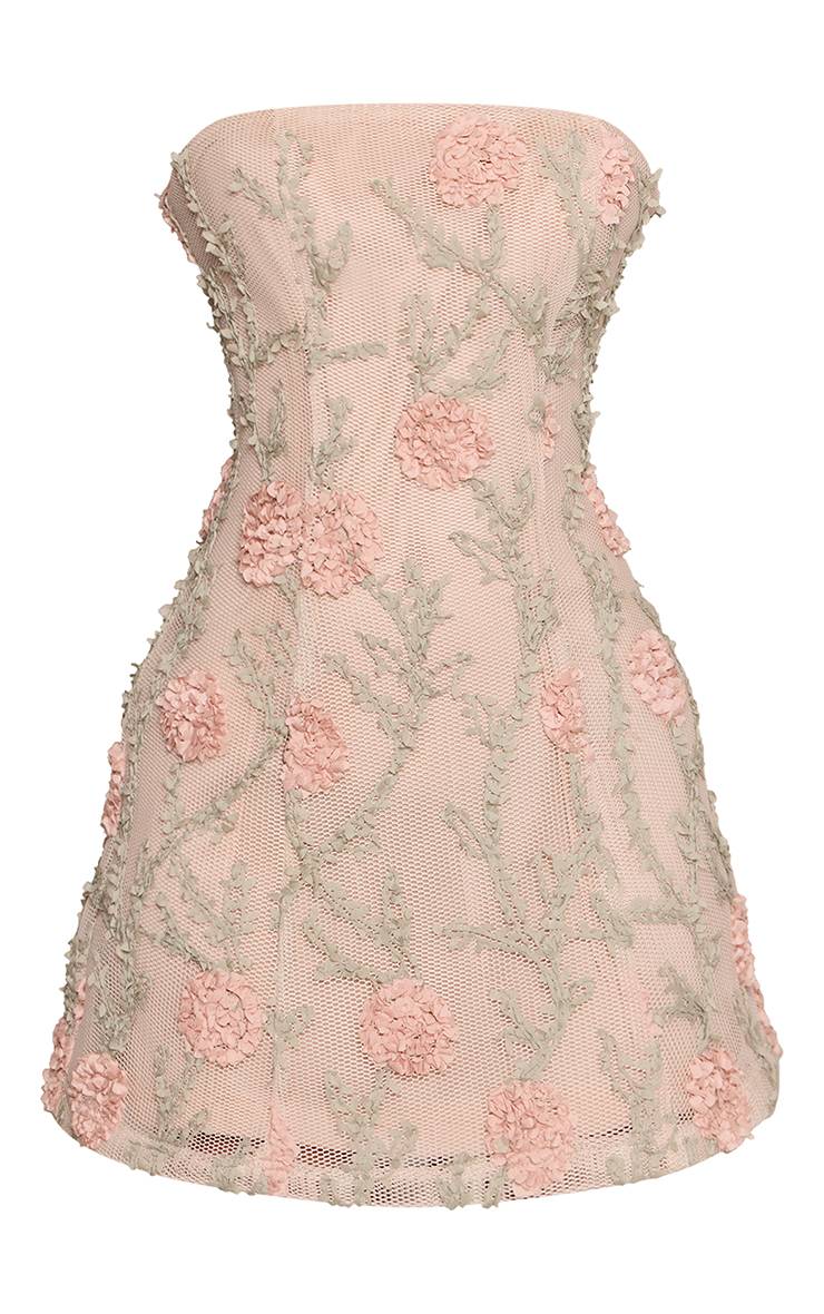 Multicolore Robe Courte Droite Bandeau À Imprimé Fleuri Texturé Petite