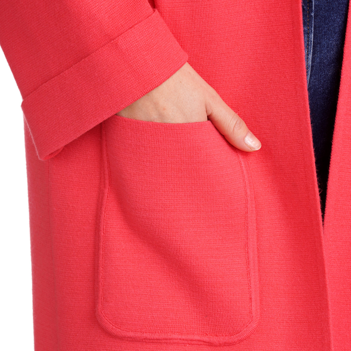 Gina Benotti Damen Strickjacke lang geschnitten pink