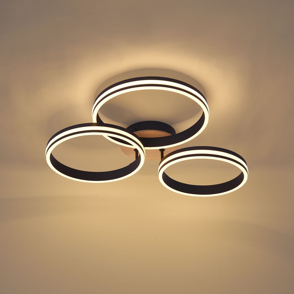 Plafondlamp hout incl. LED 3-staps dimbaar 3-lichts - Navara