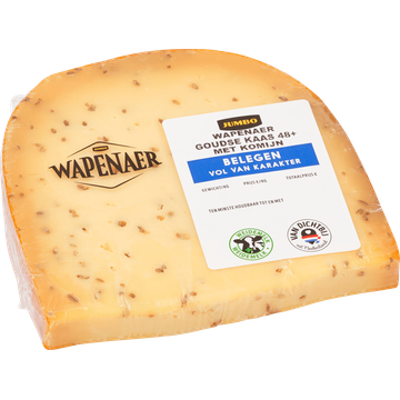 Wapenaer Goudse Kaas met Komijn Belegen 48+ Stuk ca. 325 g