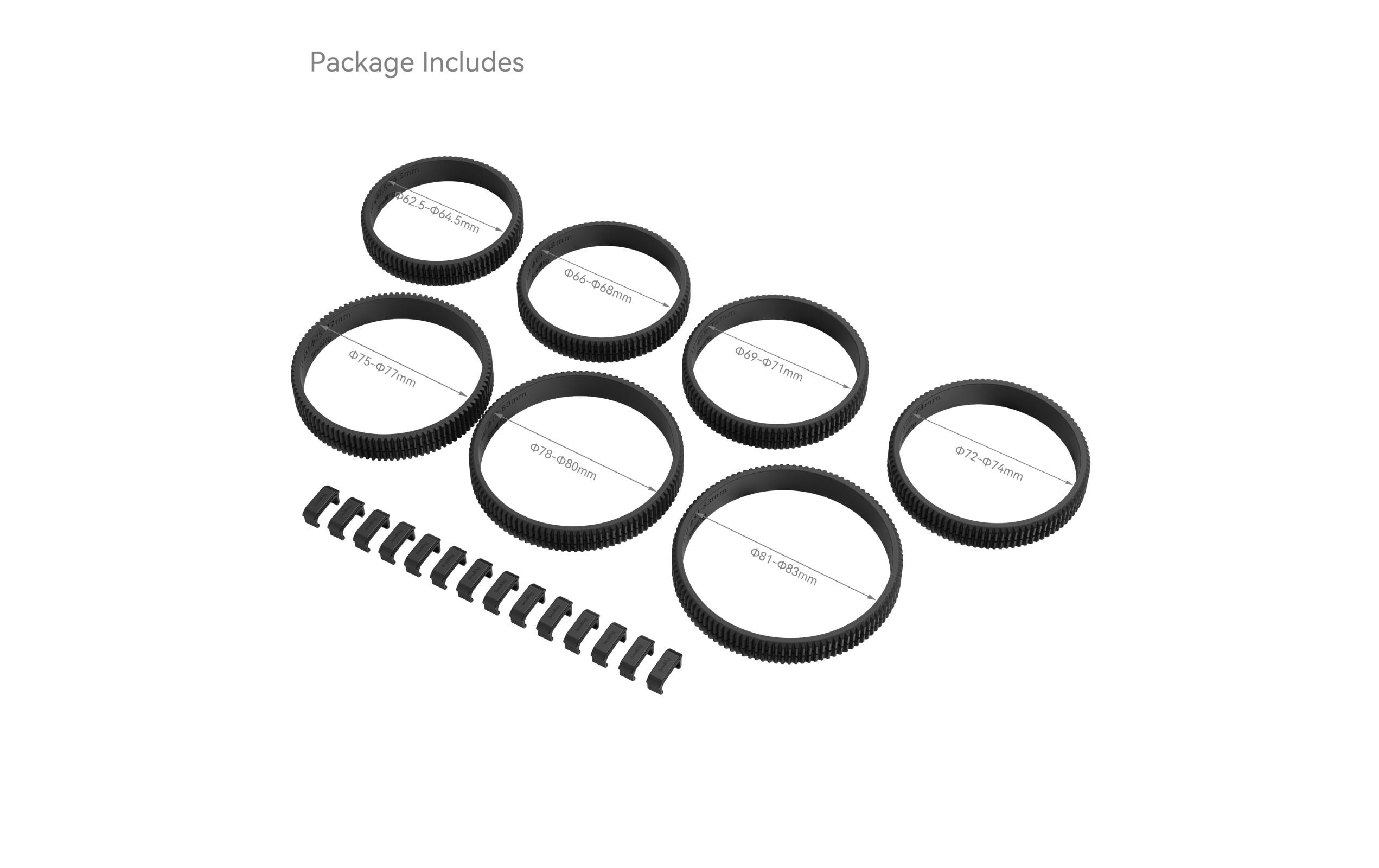 Zubehörset Seamless Focus Gear Ring Kit ab Φ62.5mm bis Φ83mmFokus-Zahnradring