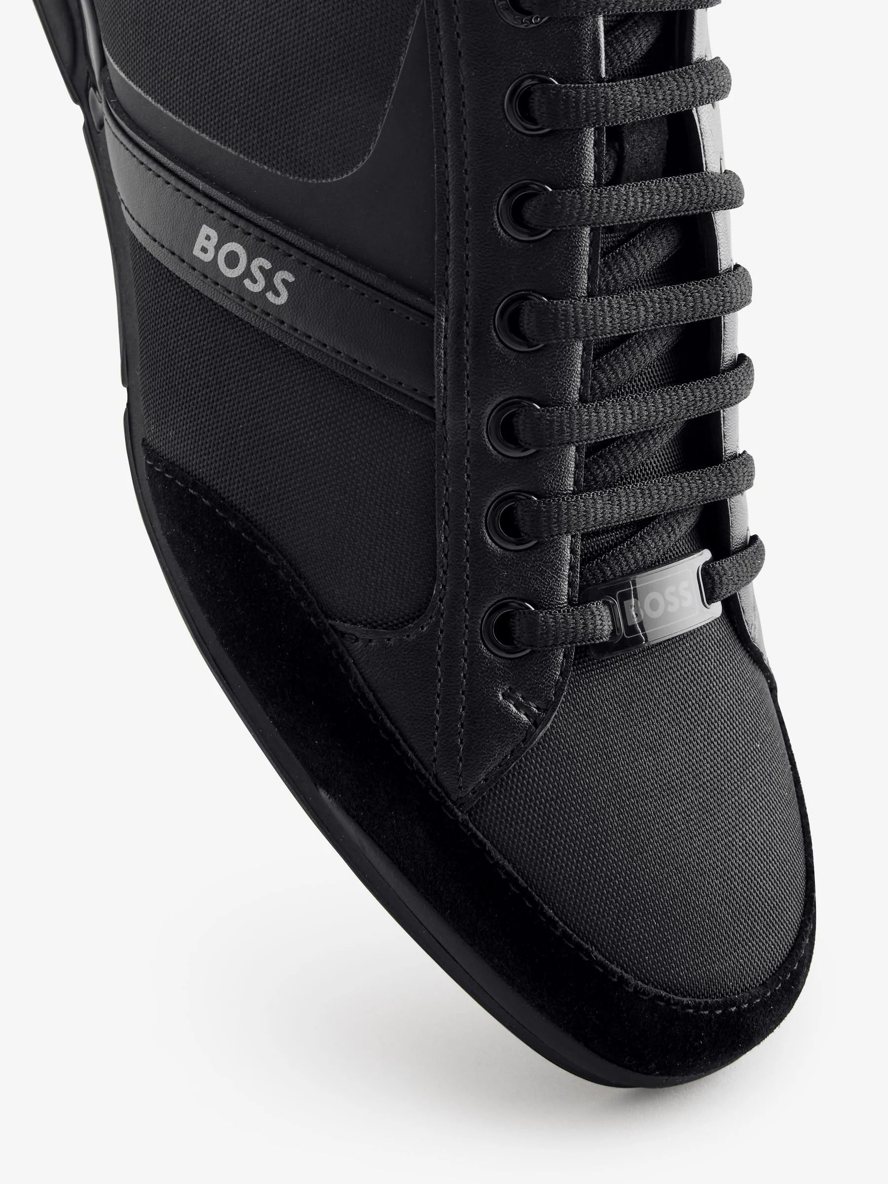 Zwart - BOSS Mix Materials Trainers With Suede And Faux Leather