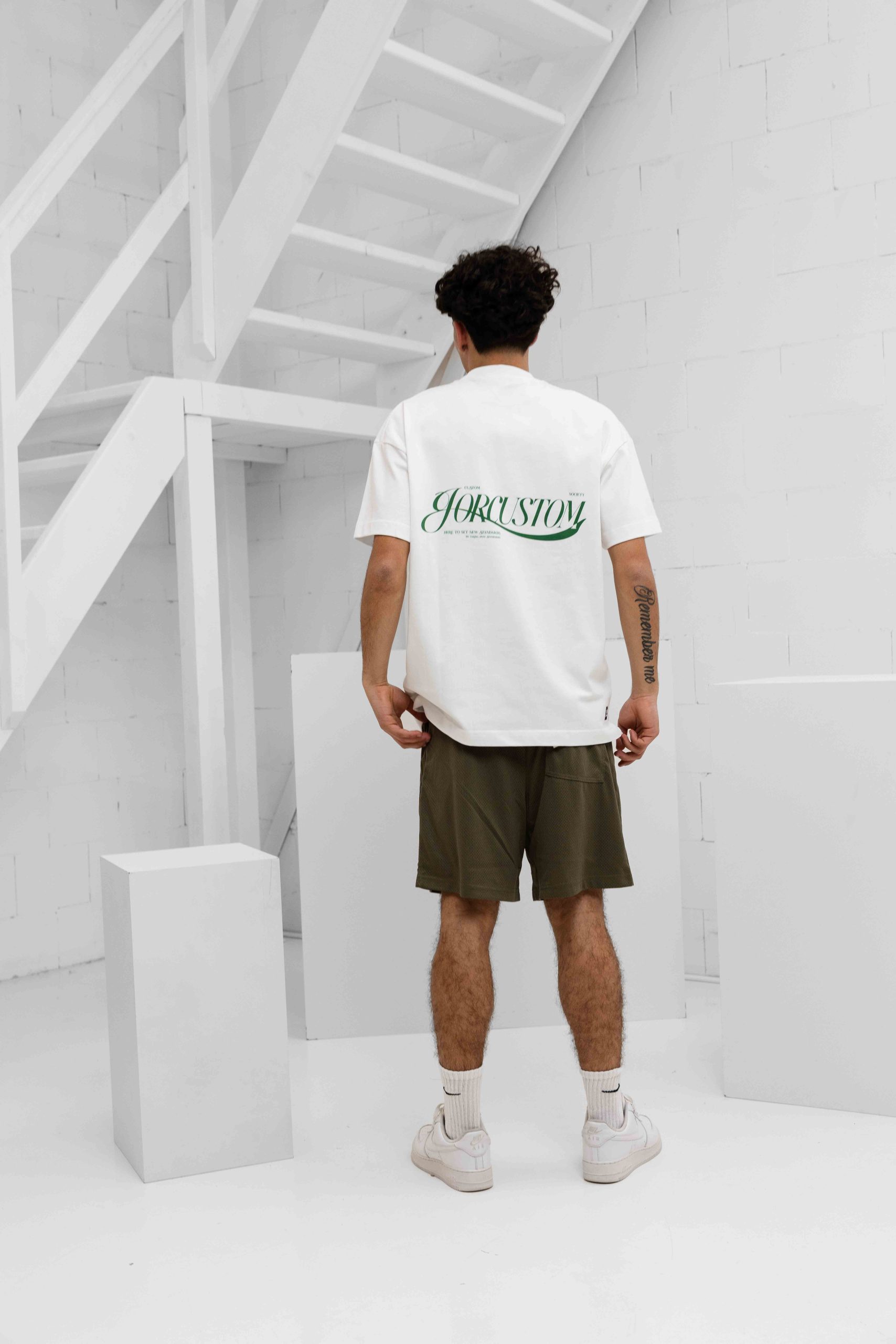 Jorcustom Script Mesh Loose Fit Zomerset Heren Wit/Groen