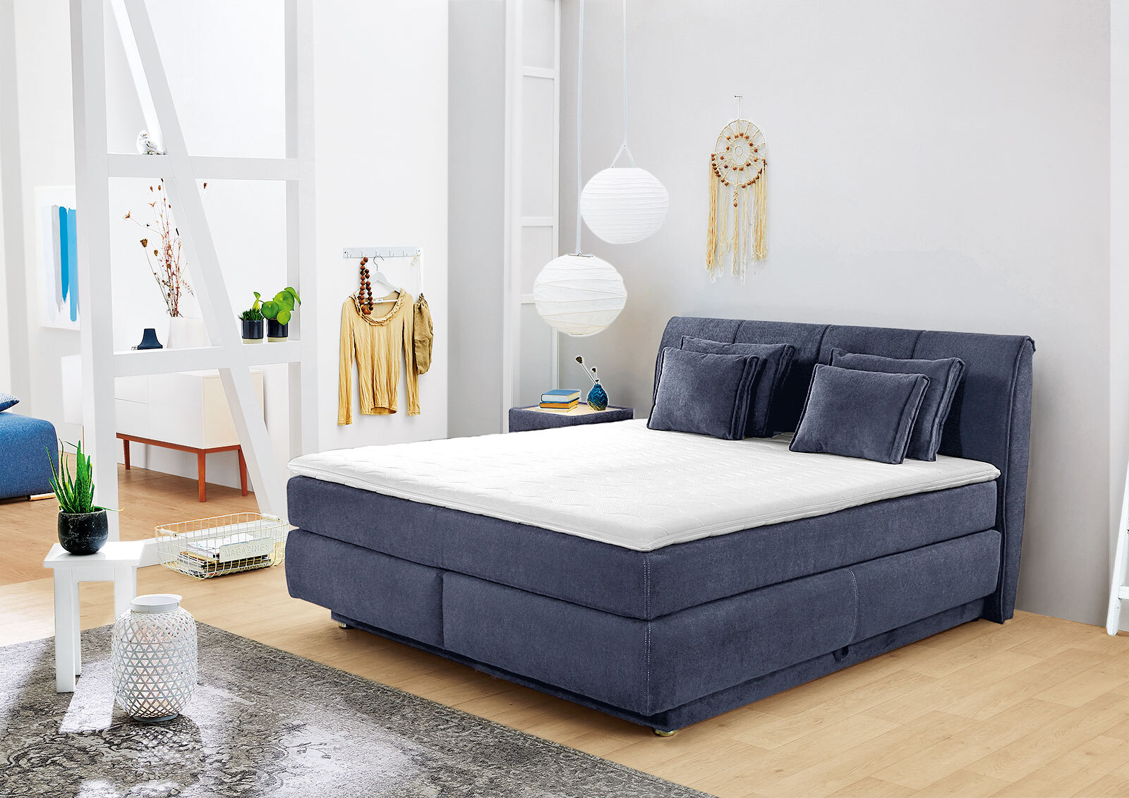 Boxspringbett Carla Mix Stoffbezug Anthrazit 160 x 200 cm
