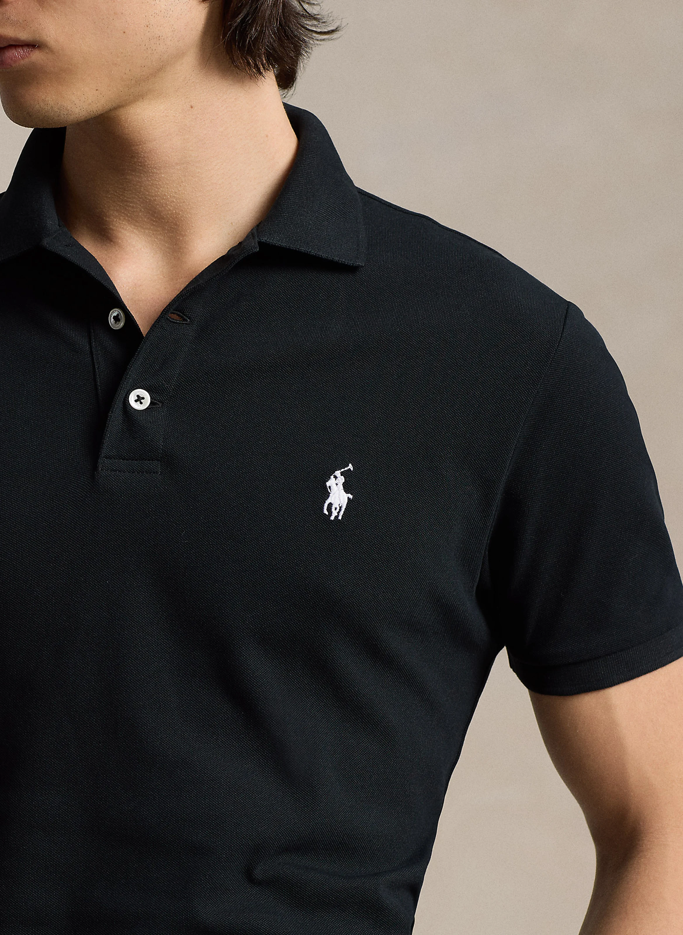 Polo slim-fit en coton mélangé | Noir