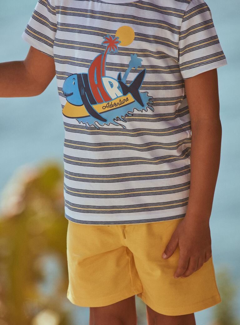 T-shirt et short écru et jaune en jersey