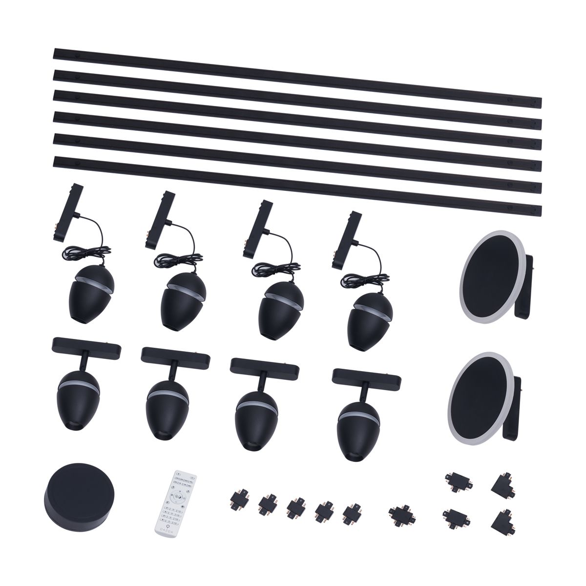 Railsysteem met 10 lampen zwart 1-fase - Magnetic Eggy Puk