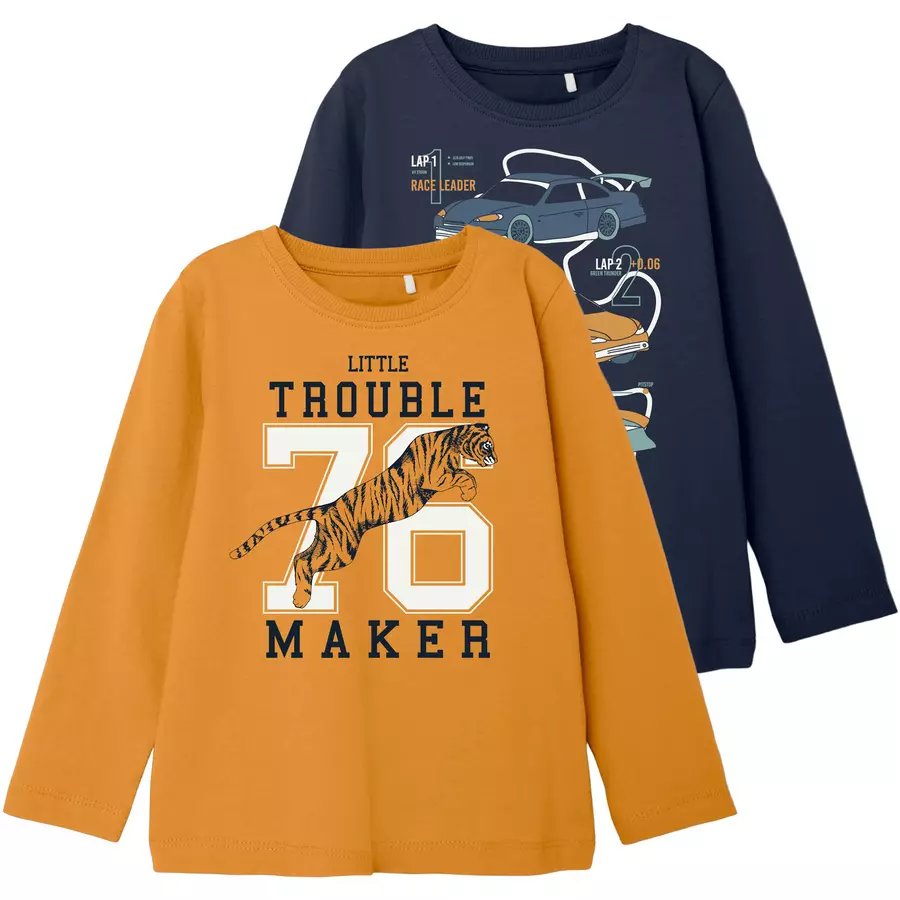 name it Langarmshirt 2er Pack Nmmvux Amber Gold