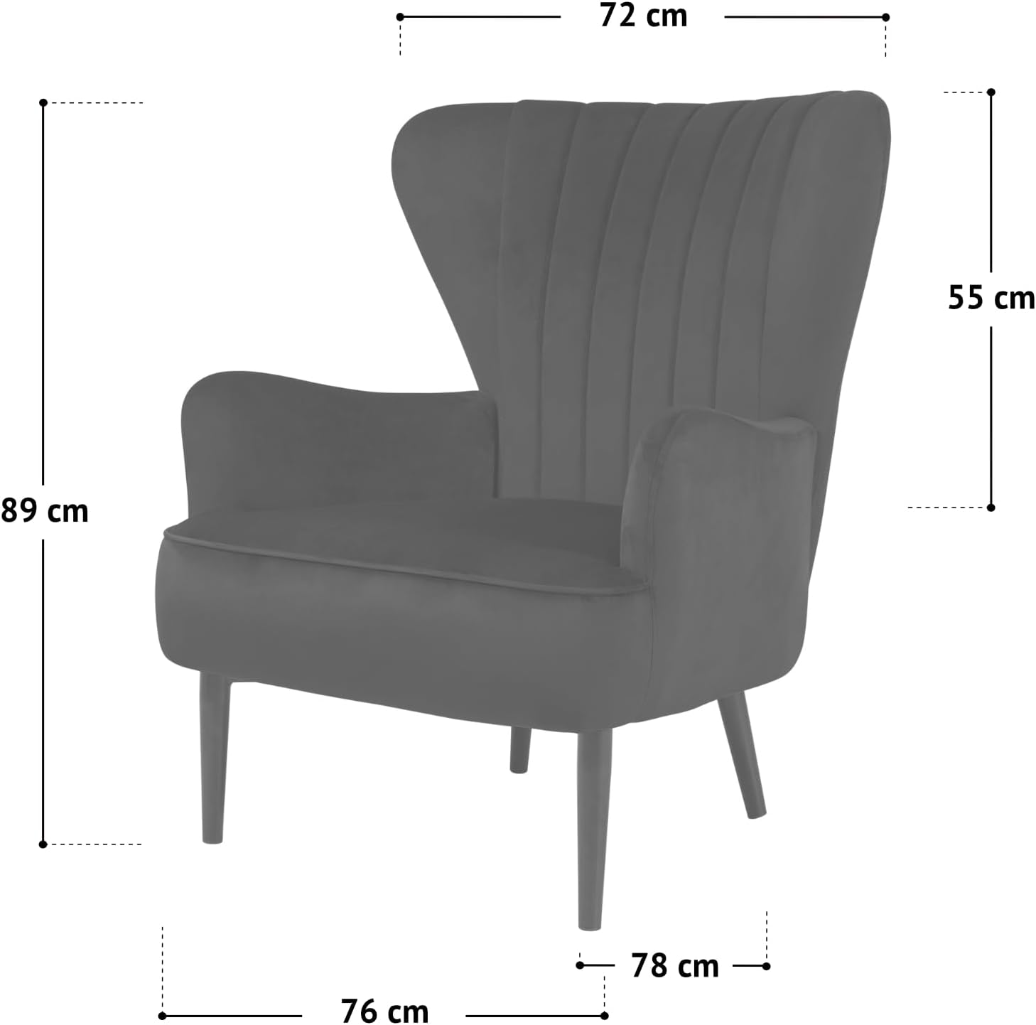 SVITA Arthur Sessel Relaxsessel Ohrensessel Modern Gepolstert Samt Hellbraun