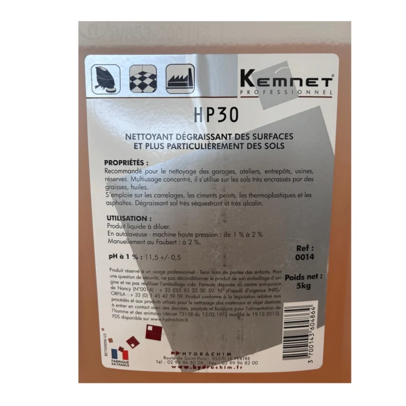 KEMNET - Nettoyant dégraissant alcalin - HP 30 - 5 L