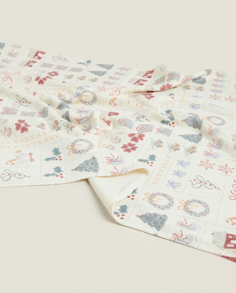 Manta infantil de Natal em patchwork de algodão