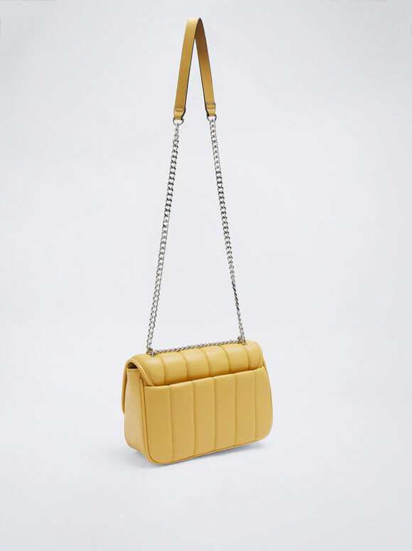Bolsa acolchoada com corrente - Amarela