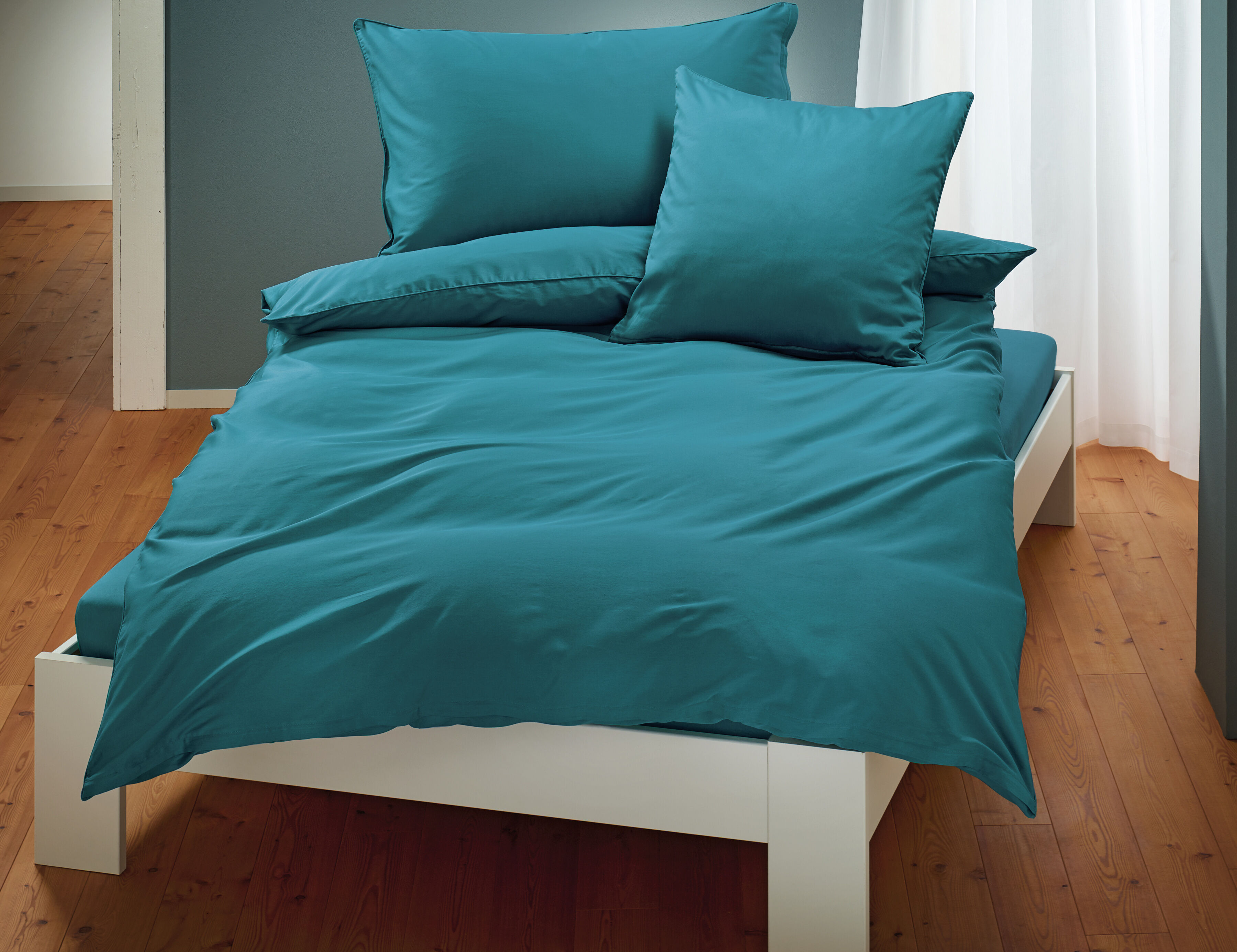 Uni Satin Bettwäsche mit Biese