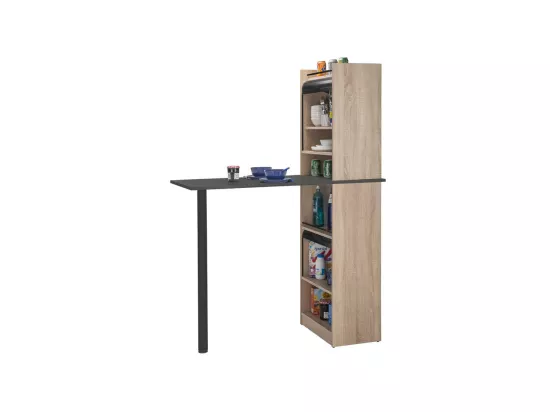 Table comptoir de cuisine + Meubles rangement Blanc - LUFAY