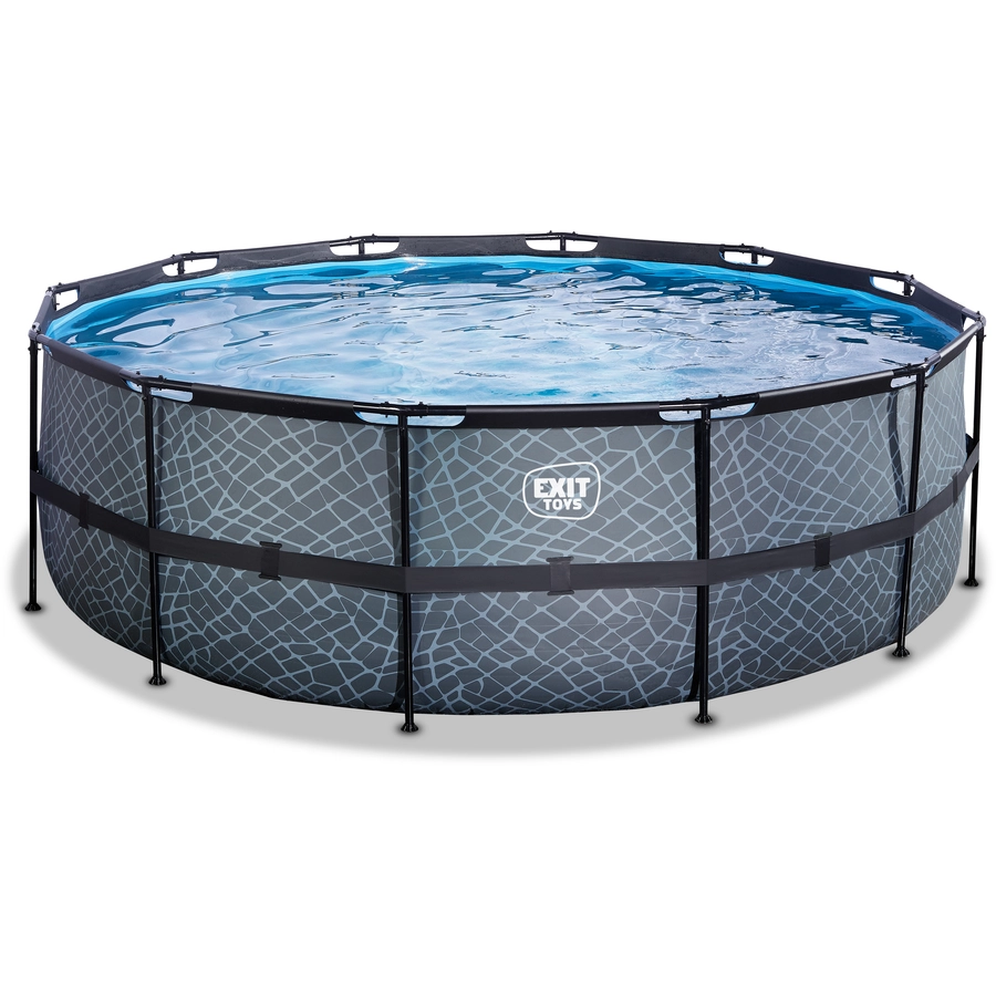 EXIT Frame Pool ø427x122cm (12v Kartusche Filterpumpe) – Grau