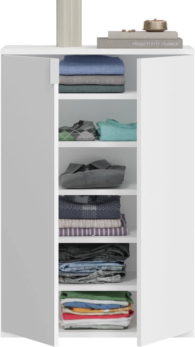 Kommode weiß Hochglanz viel Stauraum 6 Fächer Flurschrank Diele Flur 61 x 99 cm SystemX