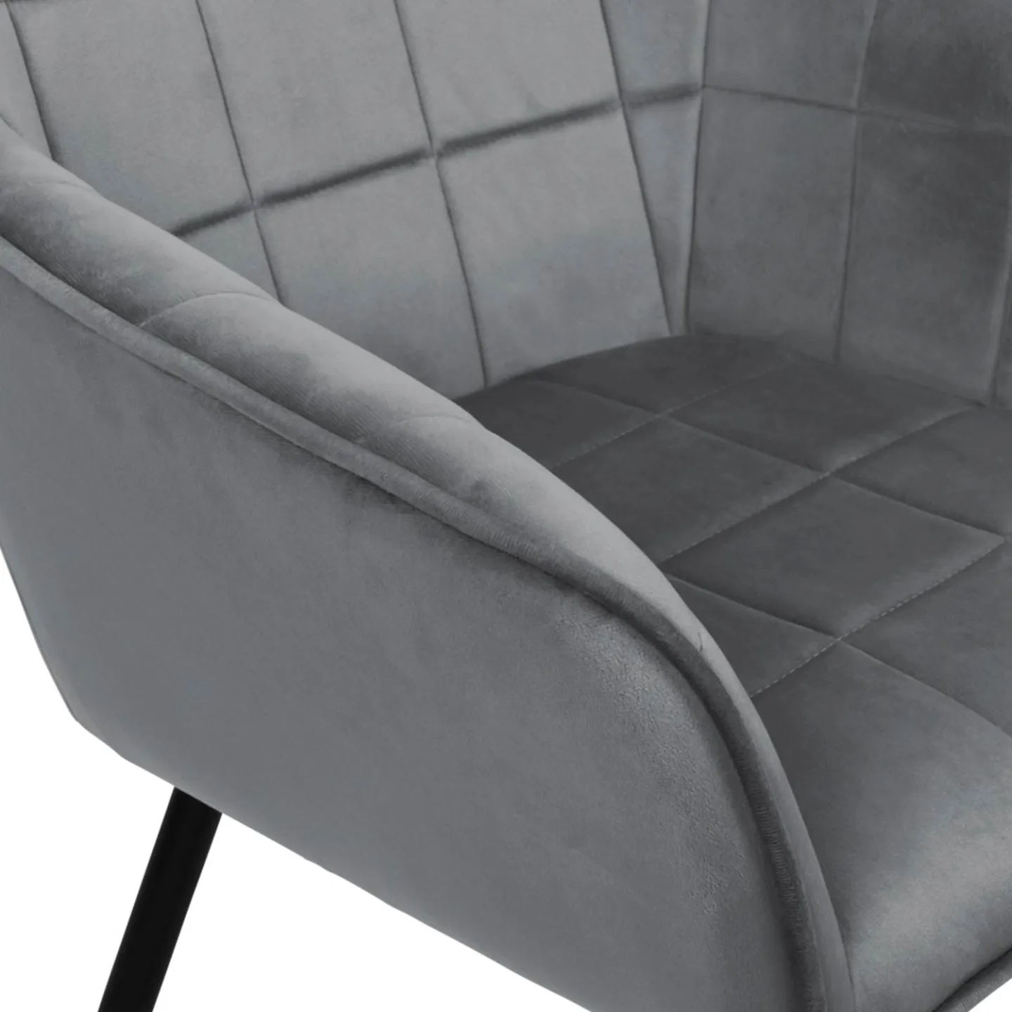 Lot de 2 chaises de salle à manger, fauteuils de table MADY en velours gris clair
