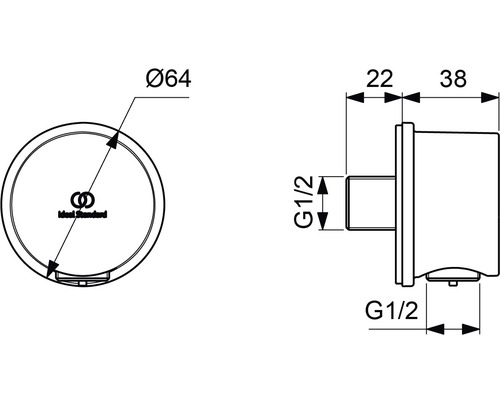 Wandaansluitbocht Ideal Standard Idealrain Rond 1/2