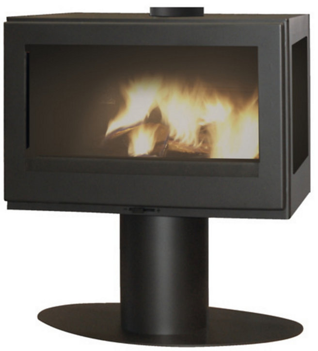 Poêle à bois en acier Panadero Mistral trivision 7kW 89m²